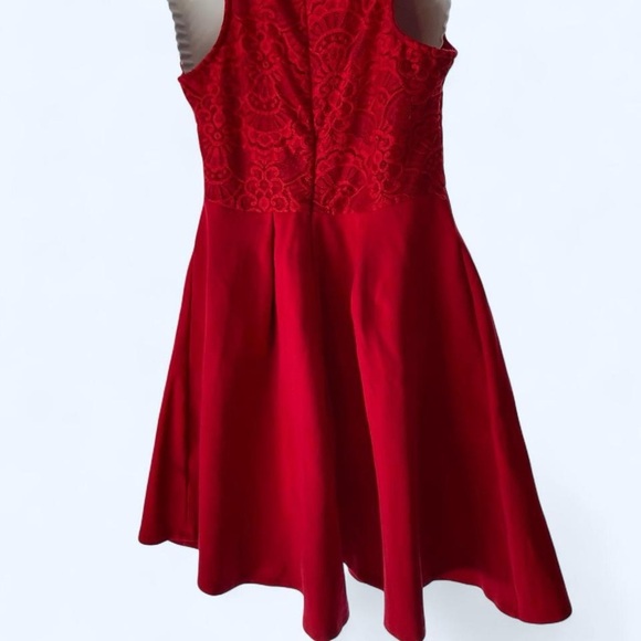 Elegant Red Lace mini Dress with Flared skirt XS Francesca - Picture 2 of 3